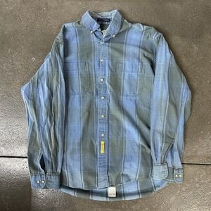 B.D. Baggies Shirt Mens Large Blue Striped Chambray Long Sleeve Button Front